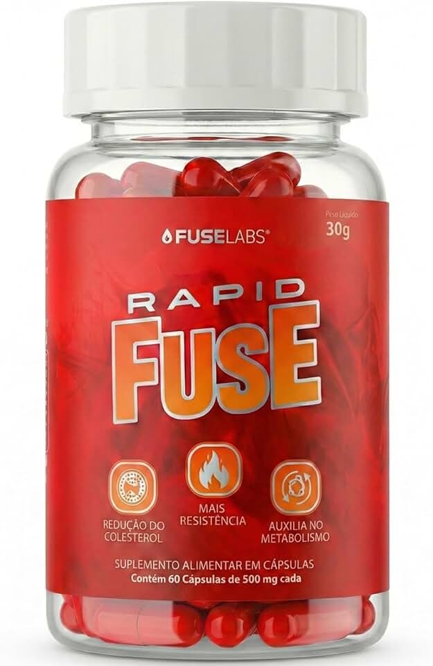 Rapid Fuse Pré Treino e Termogênico (Foguinho) - 60 Cápsulas com Cafeína, Psyllium e Picolinato de Cromo - Fuselabs - Suplemento para Academia e Fitness