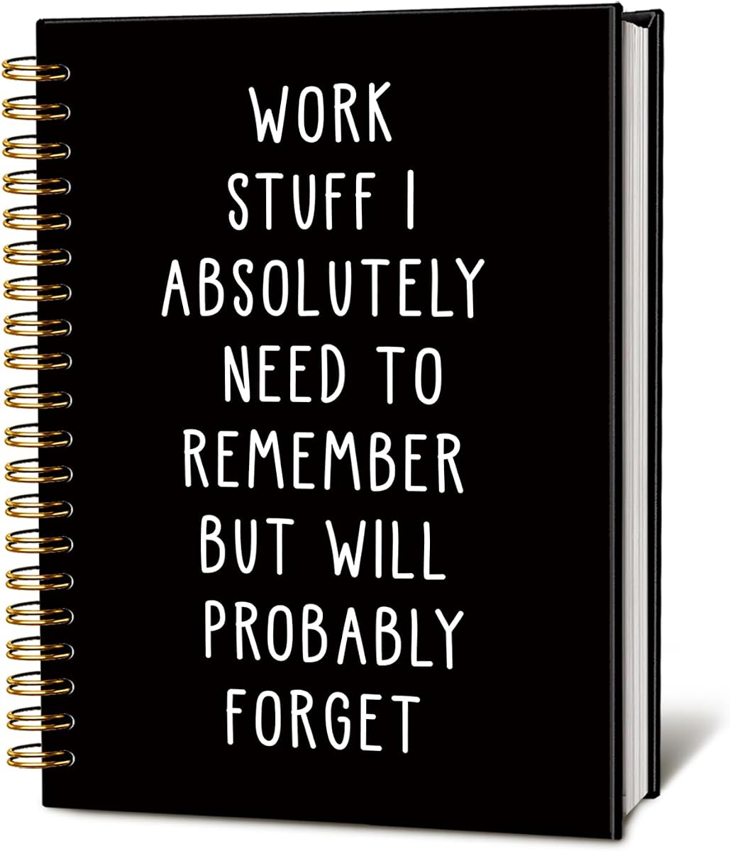 LIANGW Funny Notebooks Journal,Sarcastic Notebooks for Work | Funny Office Gifts for Coworkers,Funny Notebooks for Work,Office Humor Gifts,Black Hardcover Spiral Notebook,5.5x8.3 Inch