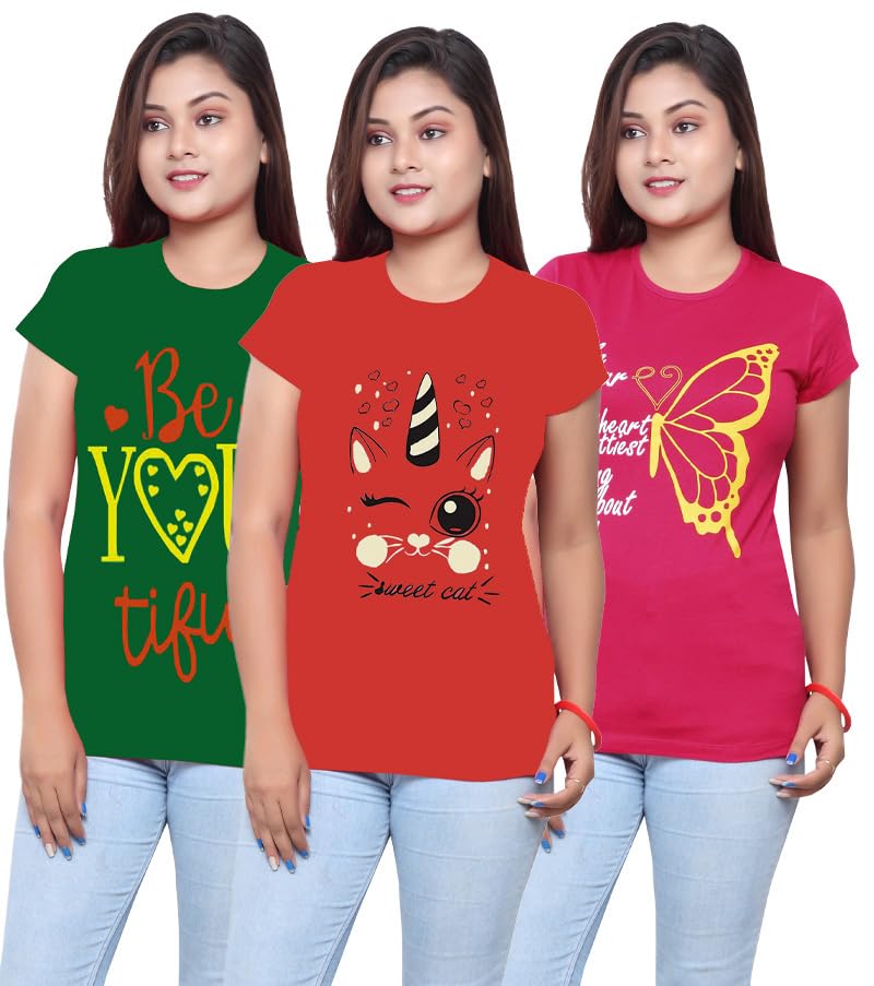 Image of MIST N FOGG Casual Printed Womens Combo Tshirts