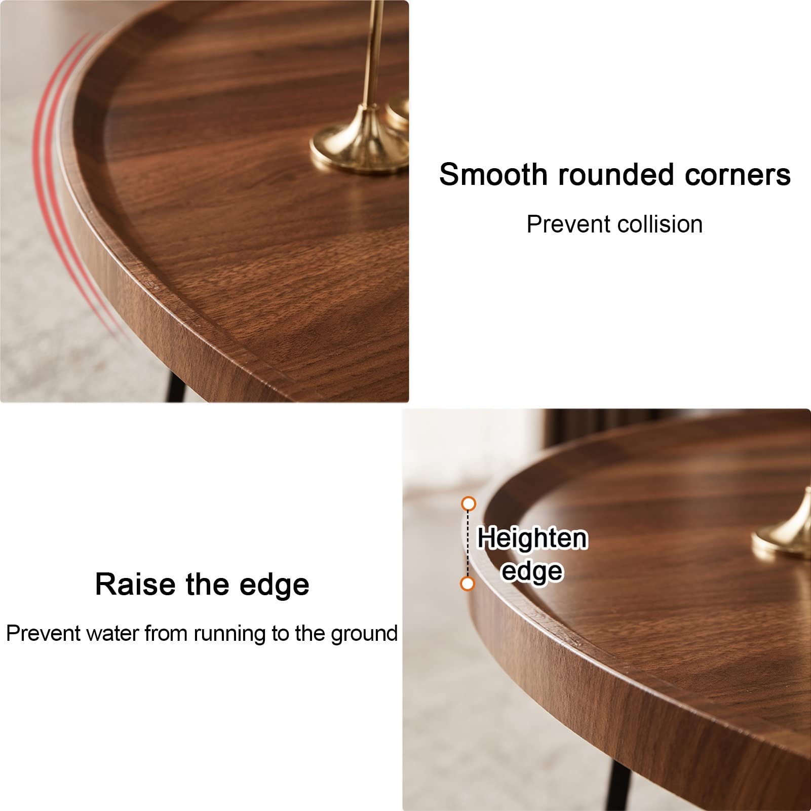 Tavolino Rotondo Moderno - Gambe In Legno Di Pino, Piano MDF Bianco, Portata 50kg, Perfetto Per Soggiorno E Camera