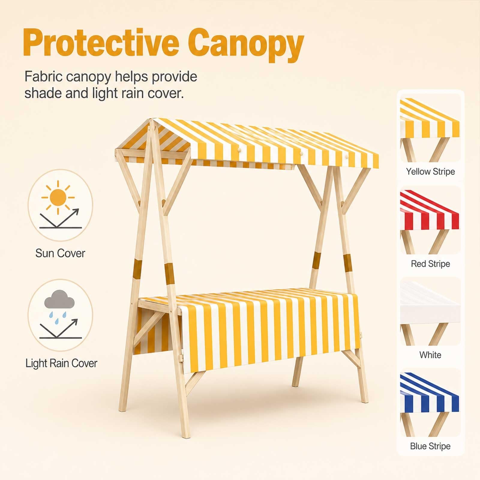 Genérico Puesto De Mercado con Toldo, Carrito De Comida Callejera De Madera, Puesto Plegable para Ferias Artesanales, Mercado Callejero, Venta Ambulante Y Expositor Móvil(White,59.1in/150cm)