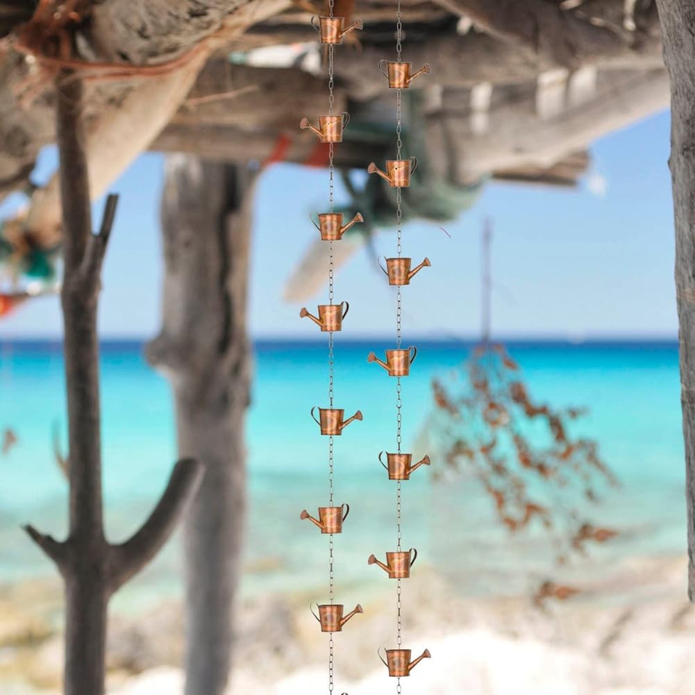 Rain Catcher Chain,Rain Chains for Outside, Kettles Rain Chain Garden Gift for Mum, Gutters, Rain Catcher for Downpipe with Adapter