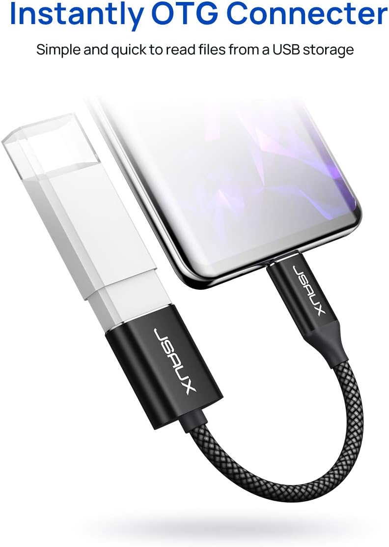 JSAUX USB C to USB Adapter [2 Pack], USB Type C Male to USB 3.0 Female OTG Cable Thunderbolt3 to USB Adapter Compatible with MacBook Pro/Air 2019 2018 2017, Galaxy S20 S20+ Ultra Note 10 S9 S8-Black