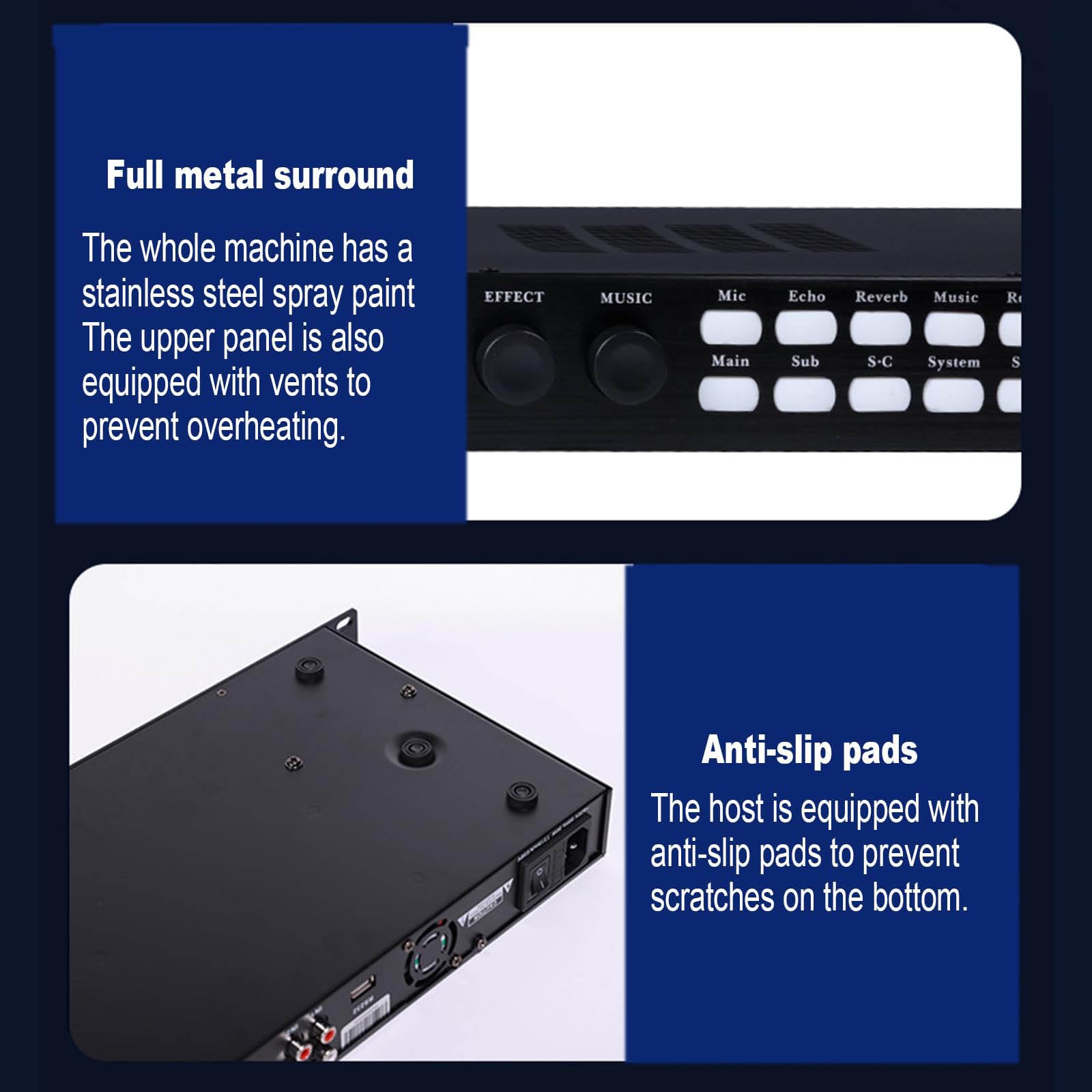 Processore Audio Digitale Professionale per Karaoke, Riverbero Digitale Dsp, Anti-Feedback, Supporto Uscita A 5.1 Canali, 3 Canali Microfonici, per Home Theater