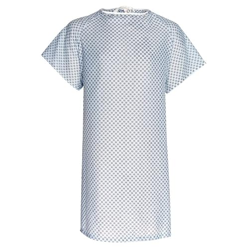 1 Patient Gown White w/Snowflakes - One Size Fits Most - Back Tie Closures - 55/45 Polycotton