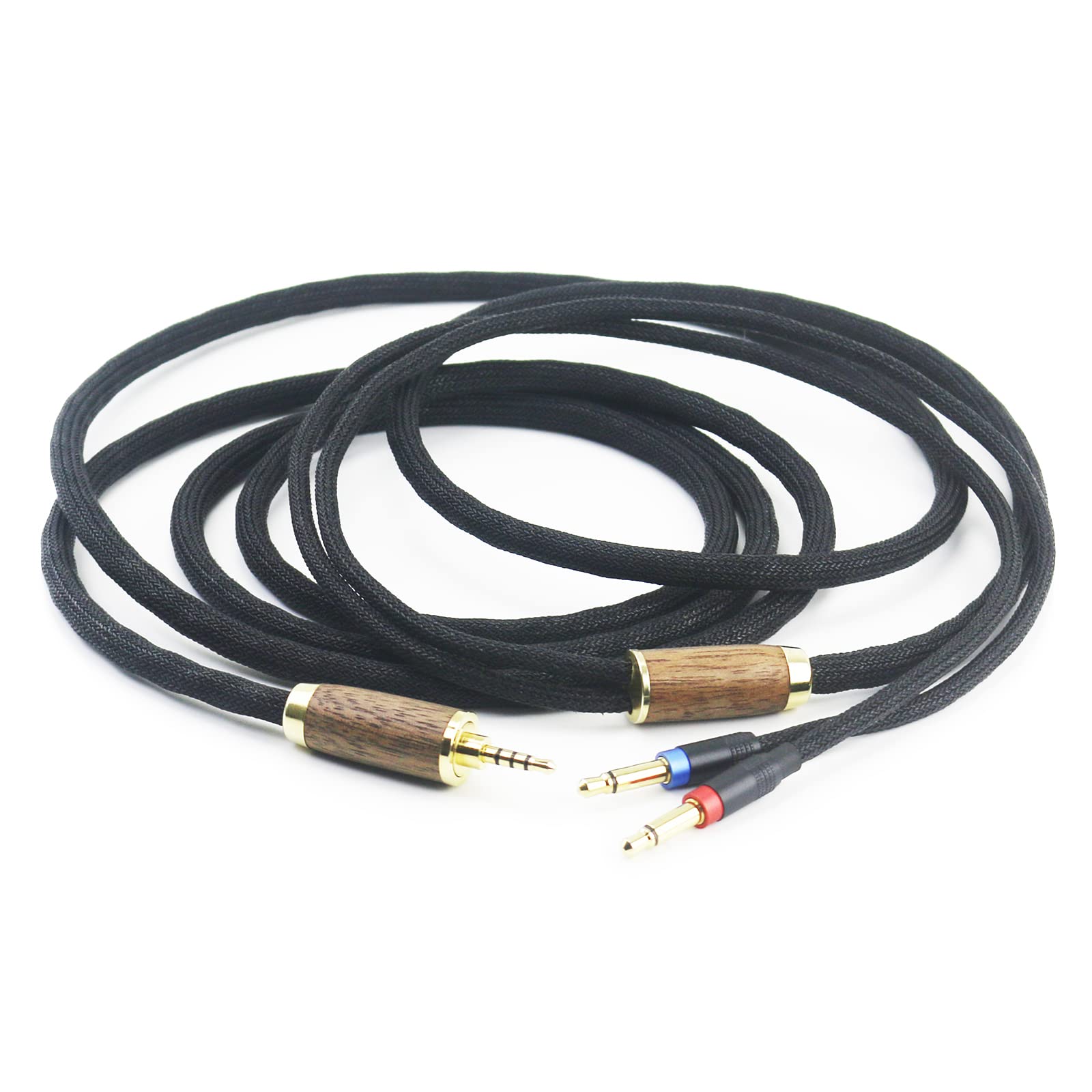 2,5 mm Trrs symmetrischer Stecker 6 N OCC Kupfer versilbertes Kabel 2,5 mm symmetrisches Kabel kompatibel mit Denon AH-D7200 AH-D7100 AH-D9200 AH-D5200, für Focal Elear Kopfhörer Walnussholzschale
