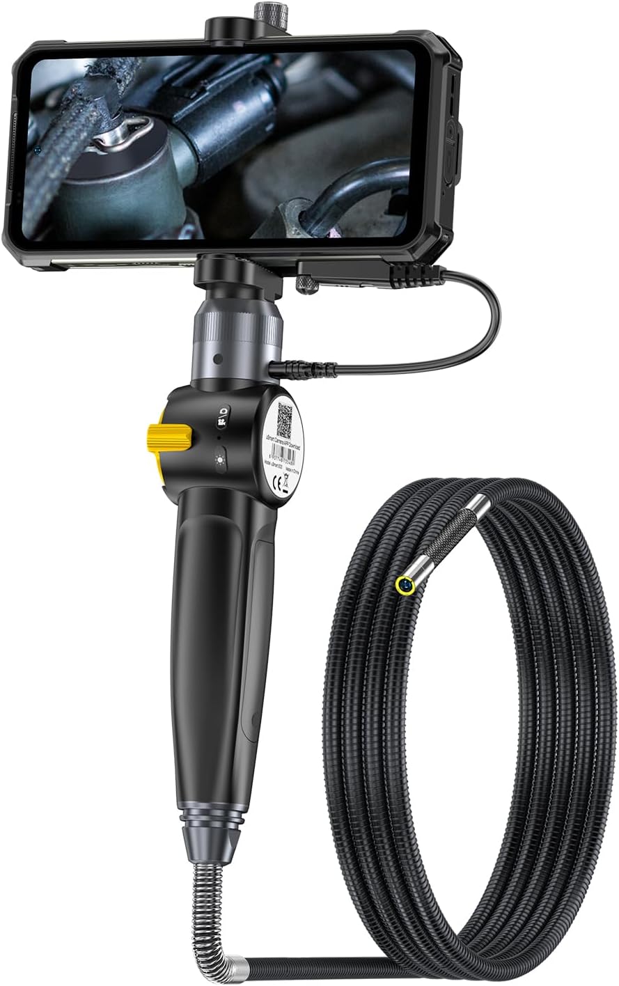 Ulefone uSmart Endoscope E03 for Armor 34/33/30/29/28/27/26/24/21, Two-Way 180° Steering Probe, 1M Bendable Cable, 720P HD Resolution, Easy-to-Operate Handle, 6 LED Lights, IP67 Waterproof