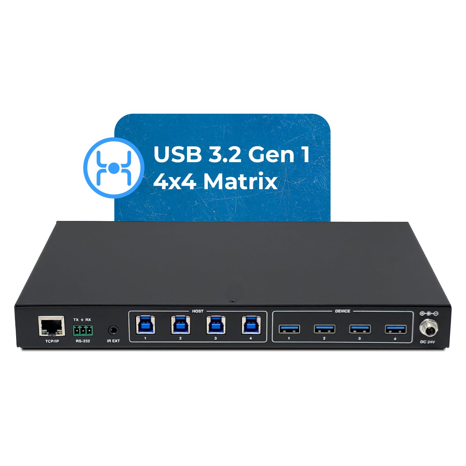 OREI Switch di condivisione periferica a matrice USB 3.0 4x4, condividi 4 dispositivi USB con 4 diversi host di computer PC, stampanti, scanner, mouse, tastiera, monitor multitiple - IP/telecomando