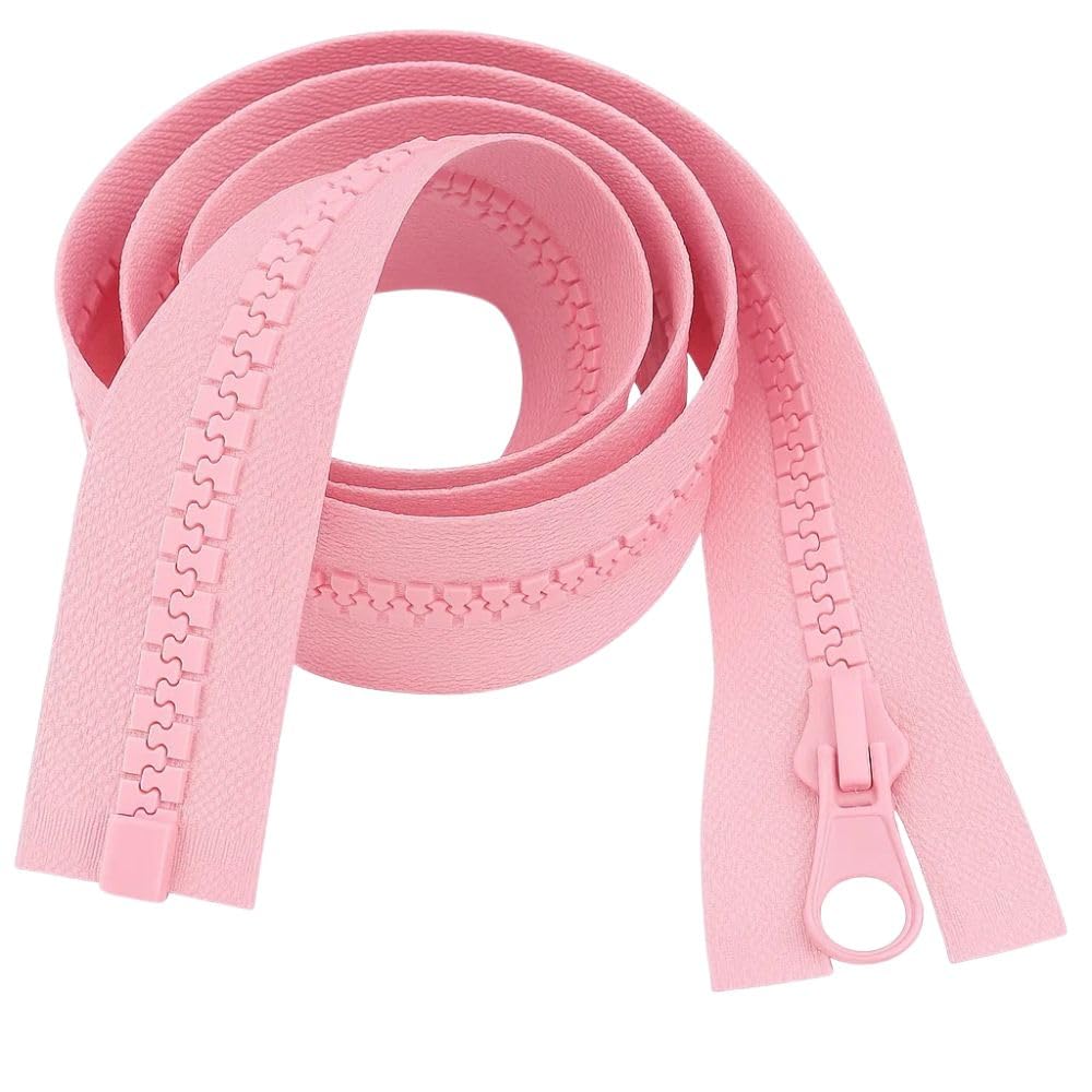 Open-Ended Chunky Zip Light Pink 32" (81cm) - Heavy-Duty #5 Plastic Teeth Separating Zipper for Sewing & Repairs: Coats, Jackets, Hoodies, Large Bags & Sleeping Bags by Giddy Square — image 1