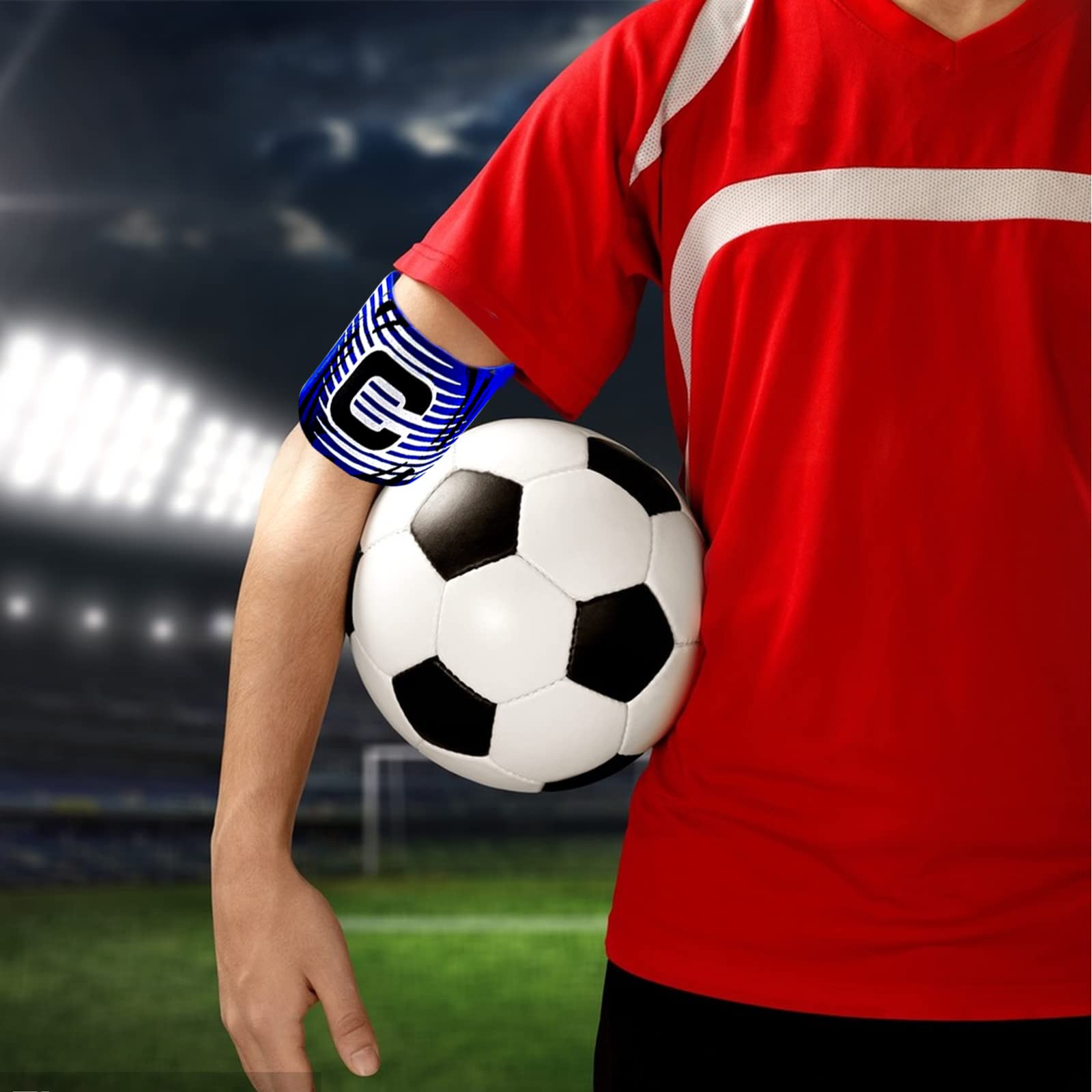 Captain Arm Bands, Bright Colors Elastische Captain Armband, Nylon Klittenband Draagbaar Lichtgewicht Basketbalteam Gebruik voor Jeugd voor Volwassen Voetbalteam(blue