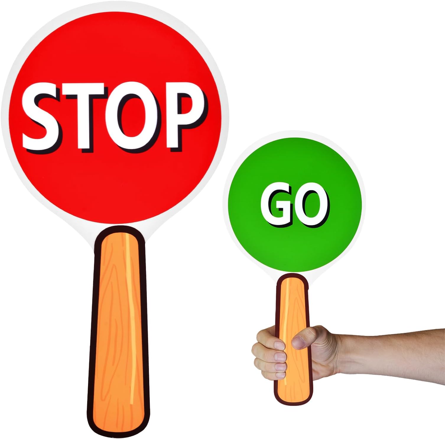 Double Sided Stop And Go Sign Paddle Traffic Light Party Decorations 6.3 * 11.8 inch Sign With Handle Crossing Guard For Teaching Children Traffic Safety
