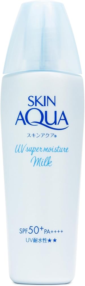 SKIN AQUA® Super Moisture Milk 40g - Protetor Solar Facial sem cor FPS50 com Ácido Hialurônico e Textura Leve