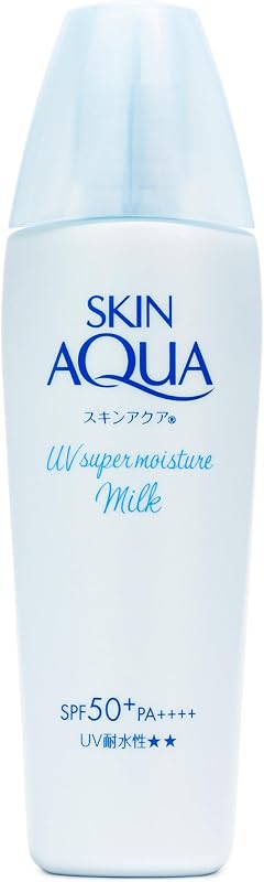 SKIN AQUA® Super Moisture Milk 40g - Protetor Solar Facial sem cor FPS50 com Ácido Hialurônico e Textura Leve