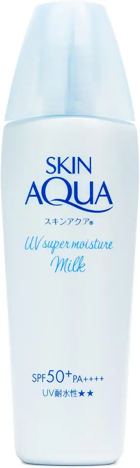 SKIN AQUA® Super Moisture Milk 40g - Protetor Solar Facial sem cor FPS50 com Ácido Hialurônico e Textura Leve