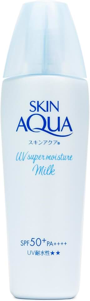 SKIN AQUA® Super Moisture Milk 40g - Protetor Solar Facial sem cor FPS50 com Ácido Hialurônico e Textura Leve