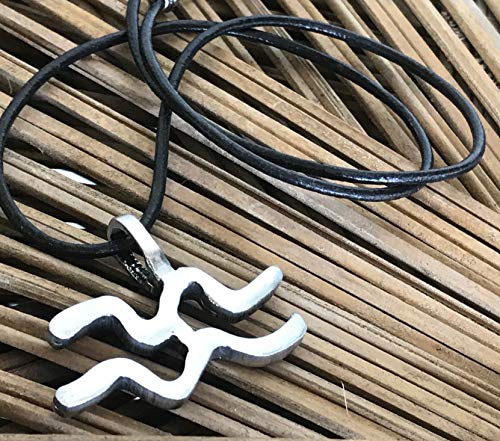 Pewter Aquarius The Water Carrier Zodiac (January 21 - February 19) Astrology Pendant On Leather Necklace #TOP3