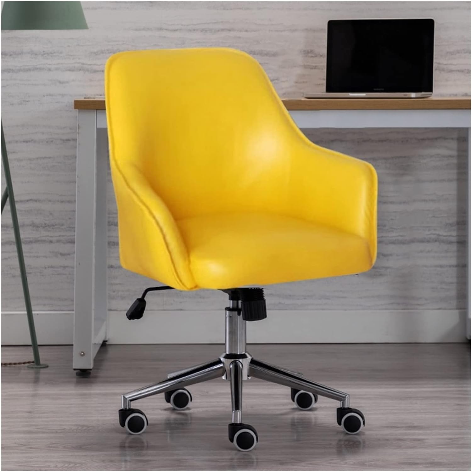 Adjustable Office Computer Chair with Armrest Leather Office Chair for Furniture Home Bedroom Study Computer Swivel Gaming(Coffee)