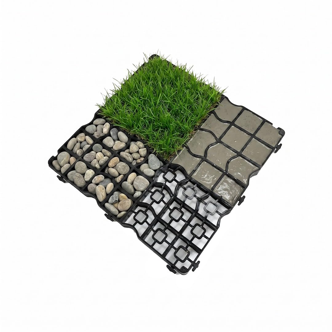 ORGANIZED Heavy Duty Plastic Shed Base Grass Grid, Gravel Stabiliser Grids, Grass Protection Mat, Garden Path & Driveway Grid System, Interlocking Pavers (40)