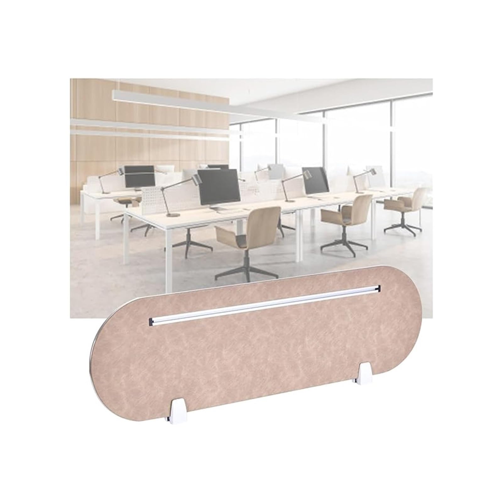 LWJSOCP Desk Privacy Panel Partitions Lightweight Acoustic Freestanding Divider with Support Feet Brown 47.2x11.8in