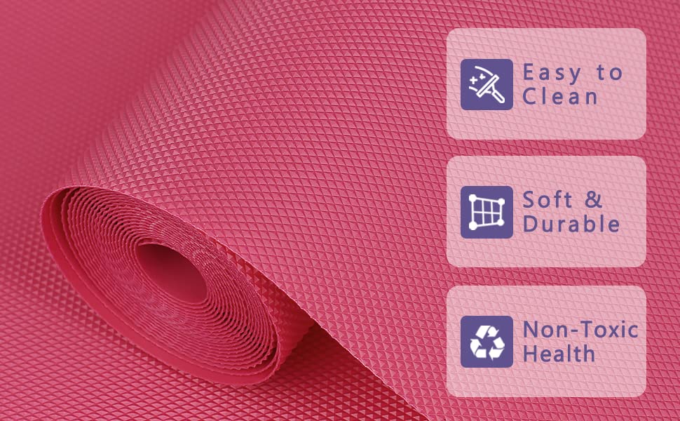 Image of Crasts Multipurpose Super Strong EVA Anti-Slip Kitchen Mats for Cupboard | Washable Shelf Liners for Kitchen Shelves, Cabinet Placemats (Pink, 45W x 500L cm (5L m))