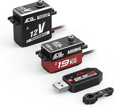 AGFRC A50BHL 19KG Low Profile Servo and SA75CVSW V2 45KG 12V Waterproof Coreless RC Smart Servo
