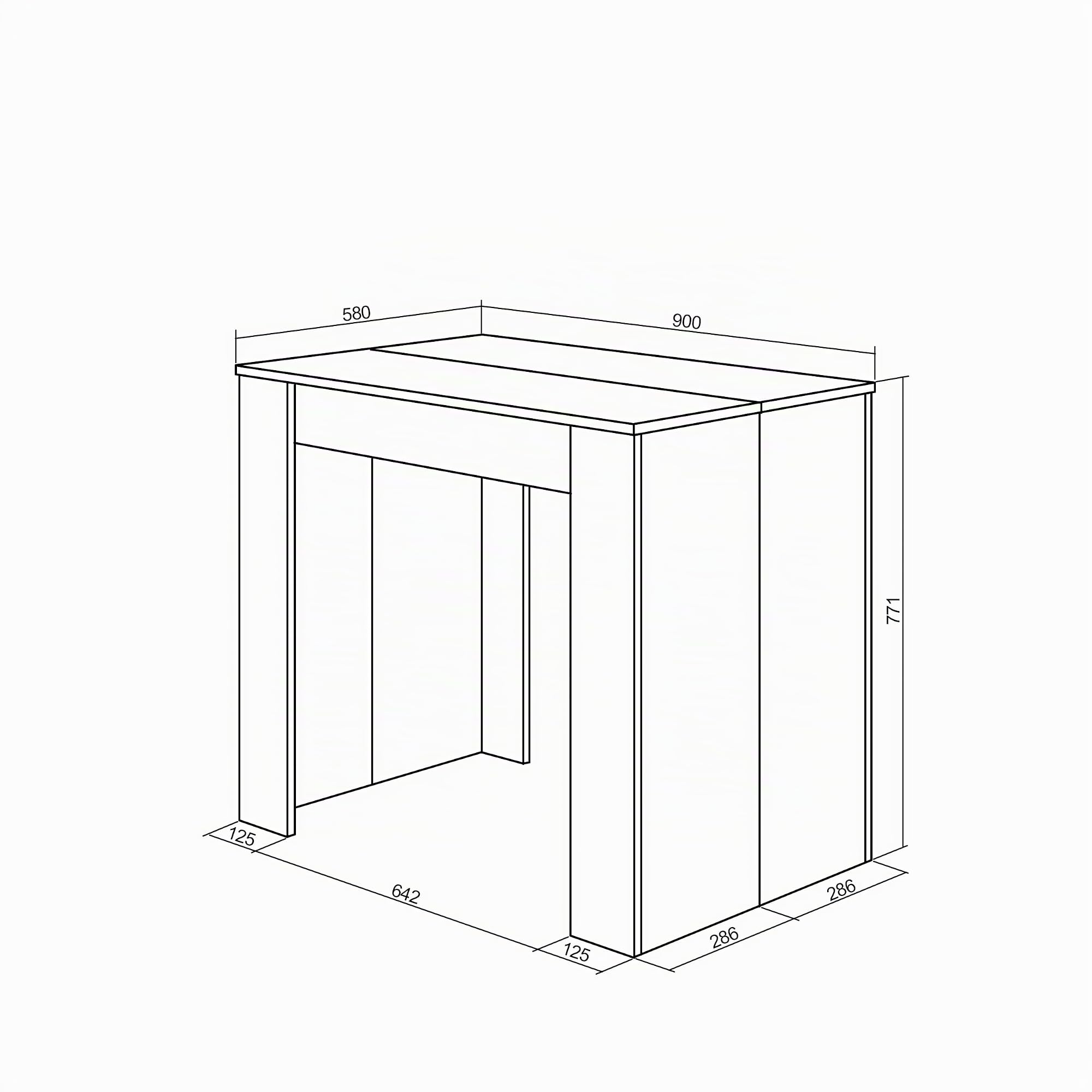 Skraut Home | Mesa Consola Extensible | Mesa Comedor Plegable | 180 | para 8 comensales | Comedor y Cocina | Estilo Moderno | Roble