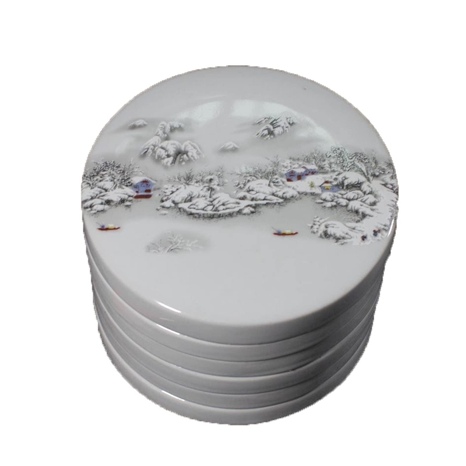 Flat Paint Mixing Palette， Flat Ceramic Paint Palette White With Lid For Watercolor Gouache Chinese