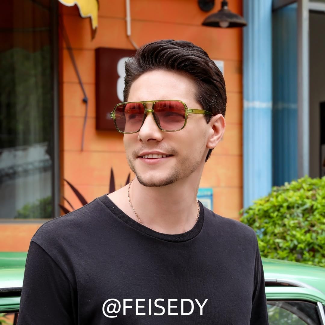 FEISEDY Retro Square Aviator Sunglasses Women Men 70s Vintage Trendy Plastic Frame Sun Glasses B4158 - Image 5