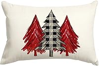 Vista 1 de RABUSOFA Fundas de almohada de invierno de 12 x 20 pulgadas, almohadas de árbol de Navidad, fundas de almohada decorativas en blanco y negro, fundas