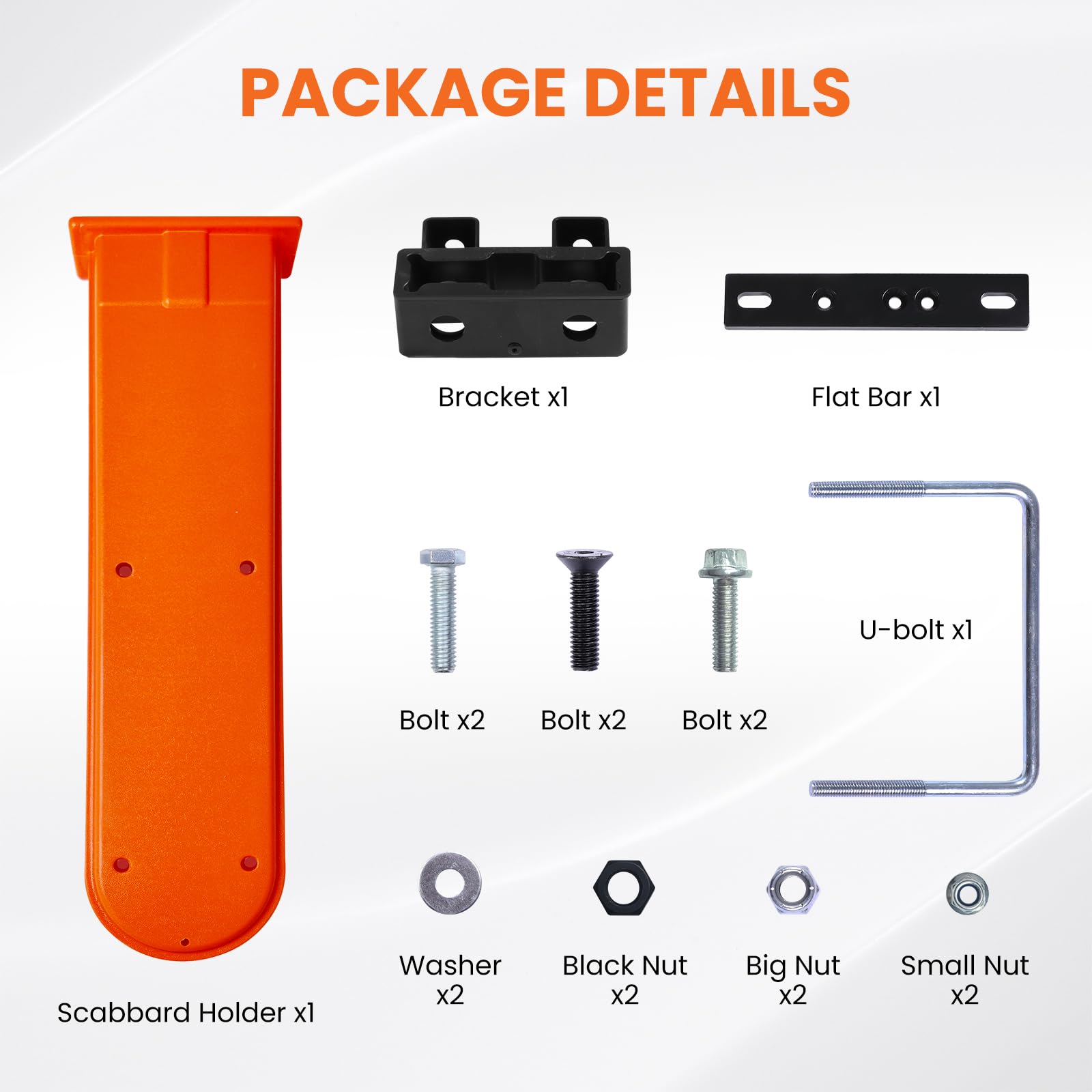 Kettensägenhalter für Traktor, TPU-Schutzscheide mit Abflusslöchern, belüftetes festes Design, 50,8 cm, Universal-Halterungs-Set für Traktoren, ATVs, UTVs, LKW, Orange