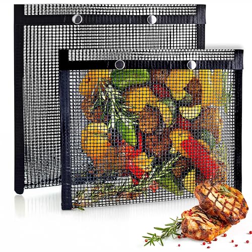 Mountain Grillers | Set da 2 Sacchetti per Barbecue Riutilizzabili – Usabili su Carbone, Gas, Griglie Elettriche e Affumicatori - Resistenti al Calore e Antiaderenti - Dimensioni 30 x 20 cm