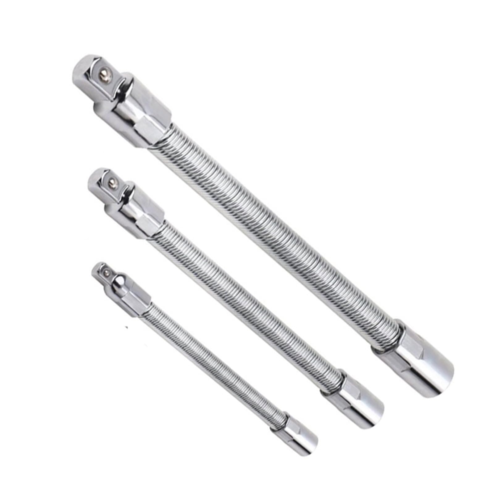 Kalttoy 3Pieces Drive Head Bendable Socket Wrenches with High Torques Metal Shafts Adapters Professional Mechanics Tool Flexible Socket Extension