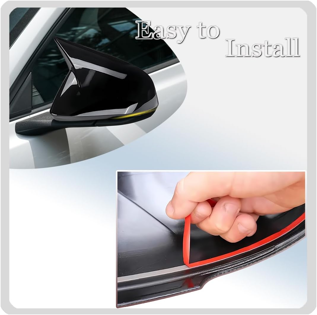 Side Rear View Mirror Cover for 2015-2025 Ford Mustang GT/GT Premium/Ecoboost/Ecoboost Premium Bright Black Turn Signal Housing Cover Accessories(with Mirror Turn Signal Cutout)