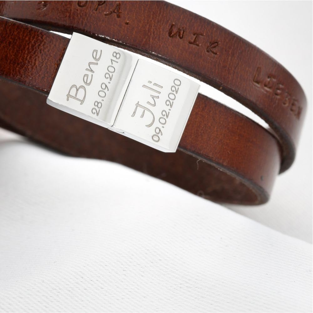 Armband Herren Gravur Leder braun Mann Leder Armband Koordinaten Männer Armband Text Männer Geschenke Herrenschmuck Namen Männerschmuck | HANDMADE IN GERMANY