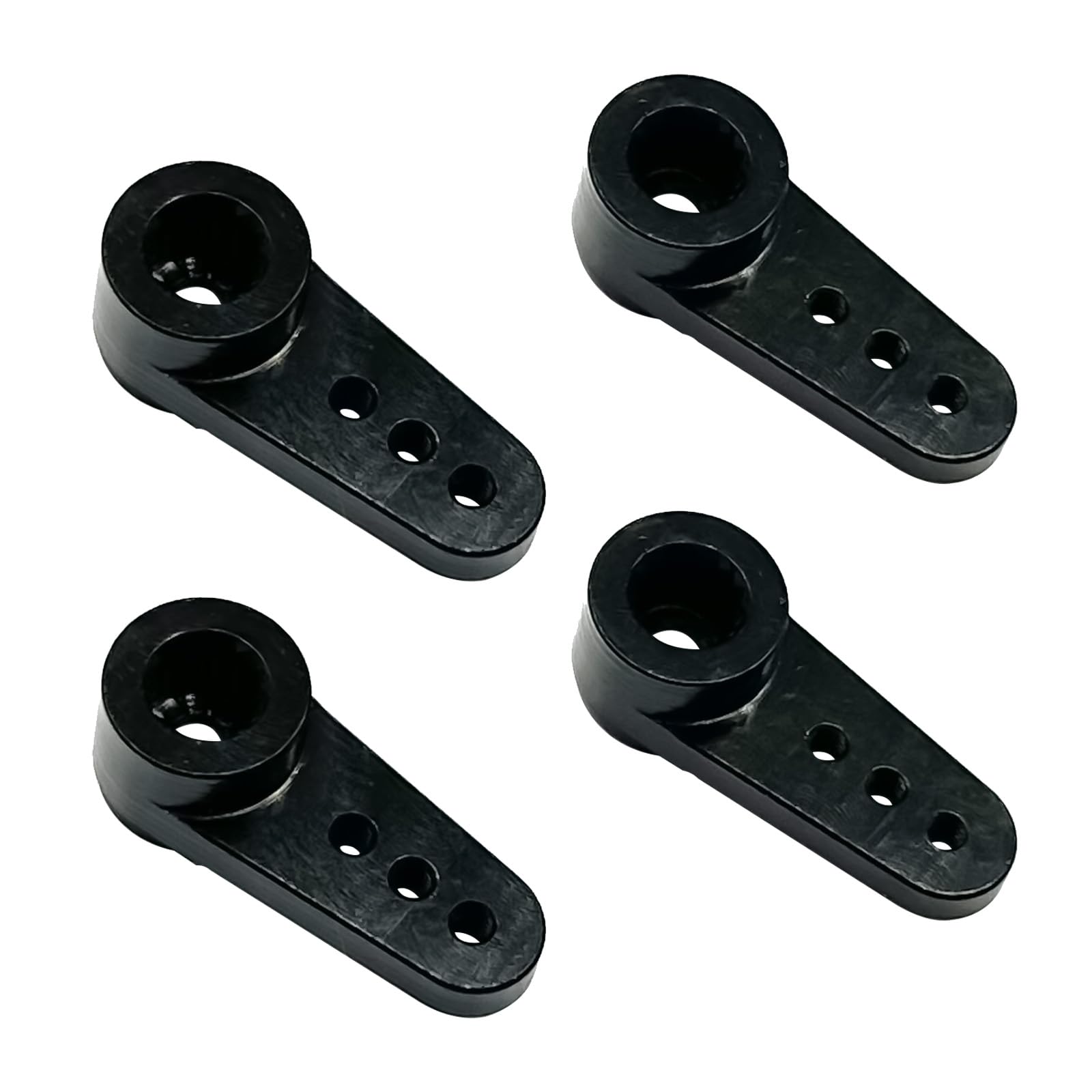 4Pack Aluminum 15T Servo Horn Arms RC Mini Servo Horns Toy Car Accessories Compatible with Emax ES08MA Servo Fit for Axial SCX24 1/24 RC Crawler (Black) - Image 3