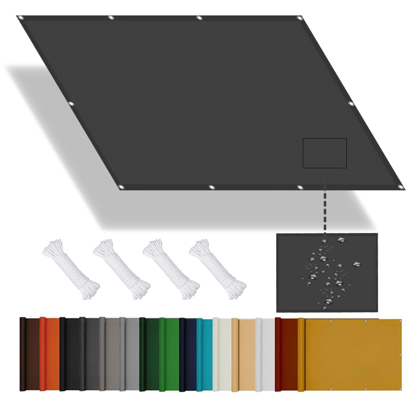 Voile d'ombrage de camping et jardin 3x4m rideau de soleil crème