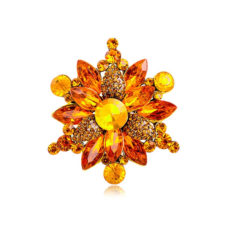Image of Vintage Crystal Rhinestone Flower Shape Brooch Pin Statement Jewelry Gift Accessories for Women