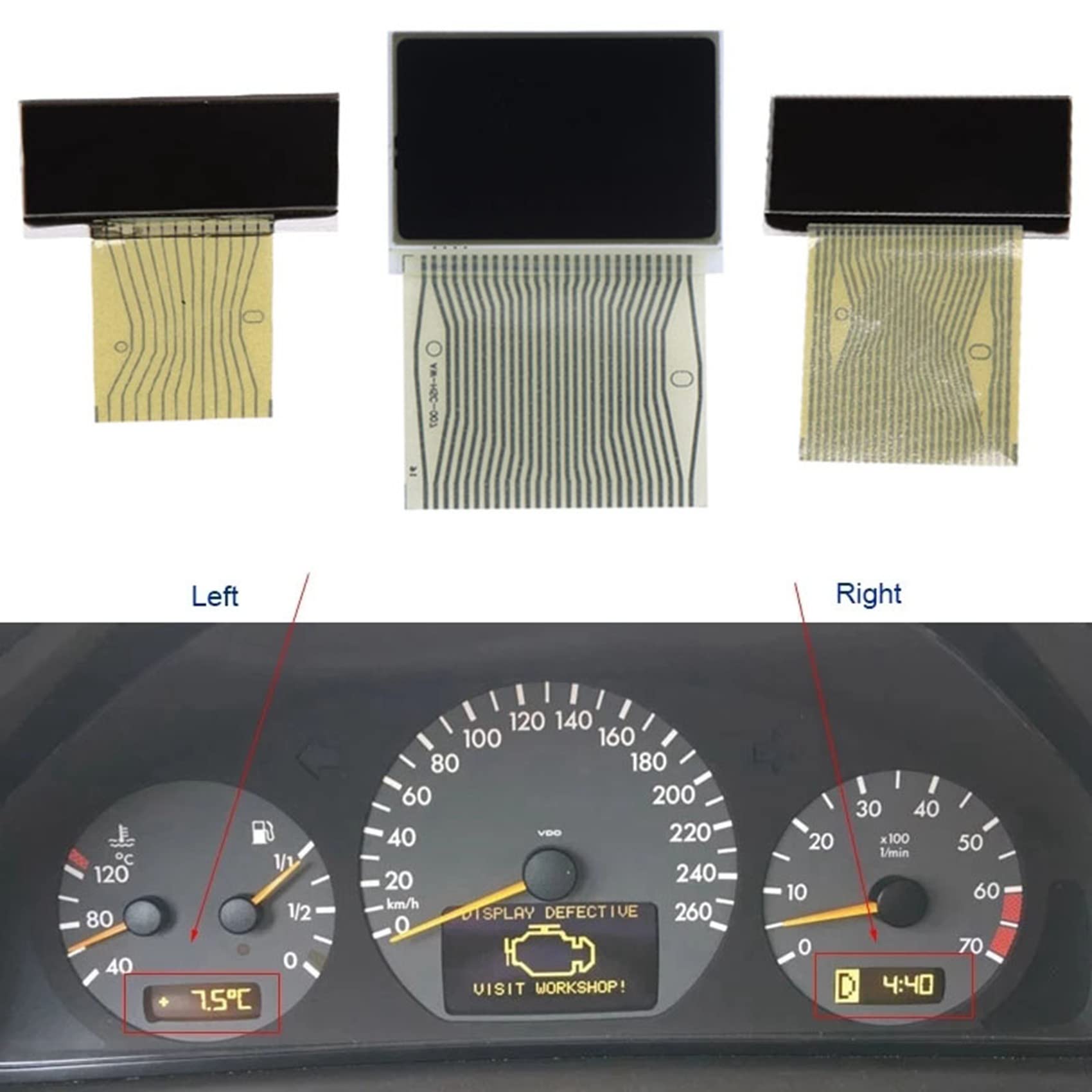 Lot de 3 écrans LCD de voiture pour Classe E W210 CLK-Class W208 -Class R170 W202