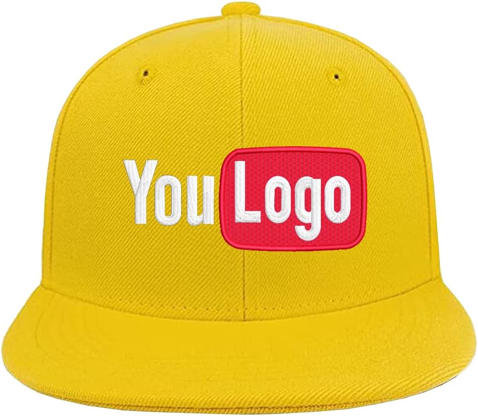 - Custom Logo Flat Bill Hats for Men Design Your Own Embroidered Snapback Visor Classic Adjustable Baseball Cap