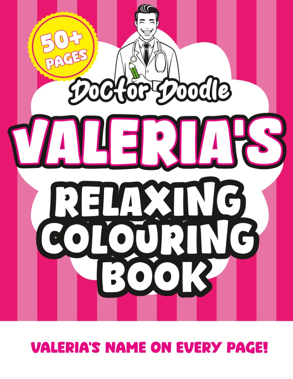 Valeria's Relaxing Colouring Book: 50+ Pages of Relaxing Patterns and Illustrations for All Ages (Relaxing personalised colouring books)