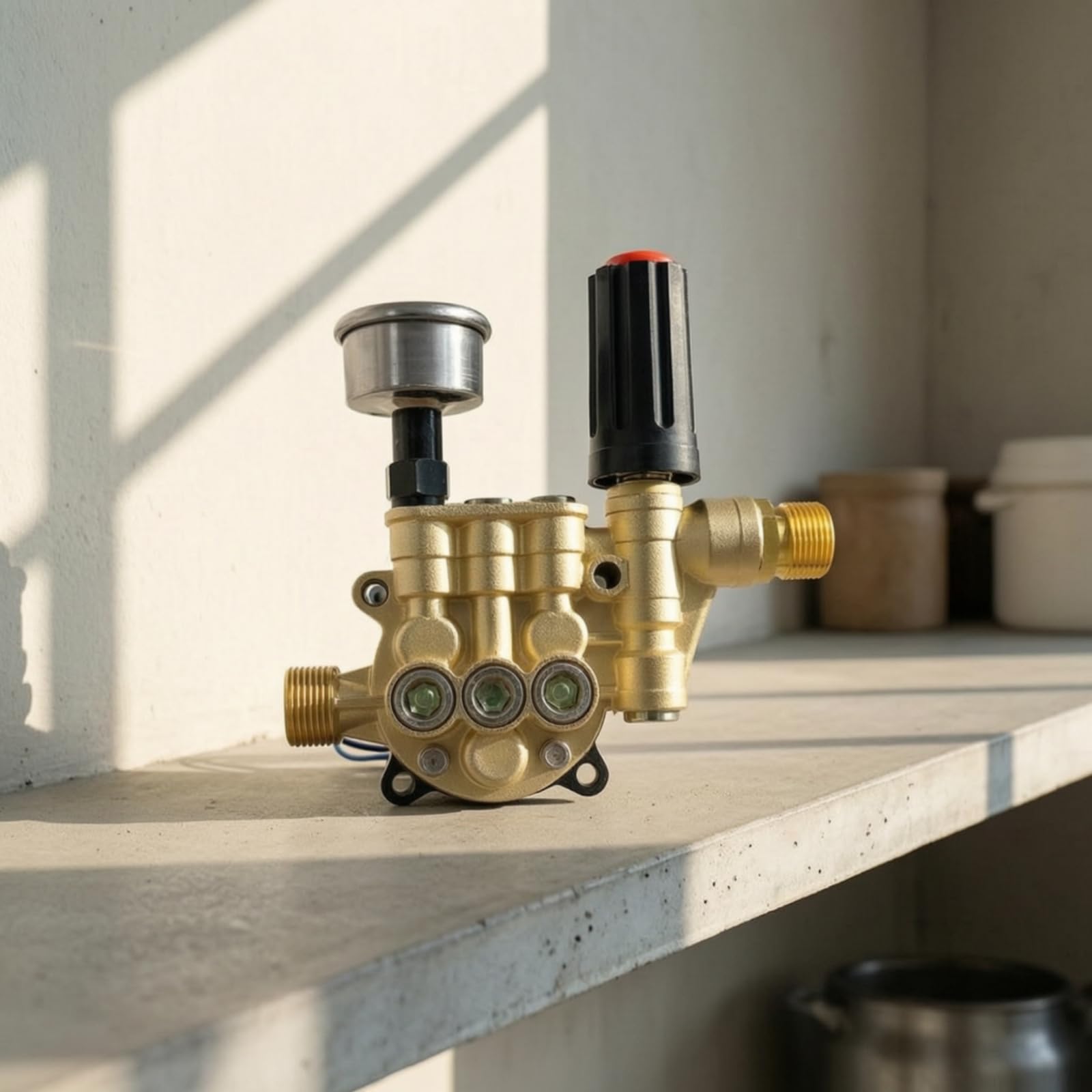 Kolbenpumpe mit Schaltergehäuse Kompakt Pumpe mit Druckschalter Gewindet Hochdruckreiniger-Ersatzpumpe für Heimwerker, Reparatur, Wartung, style to 1