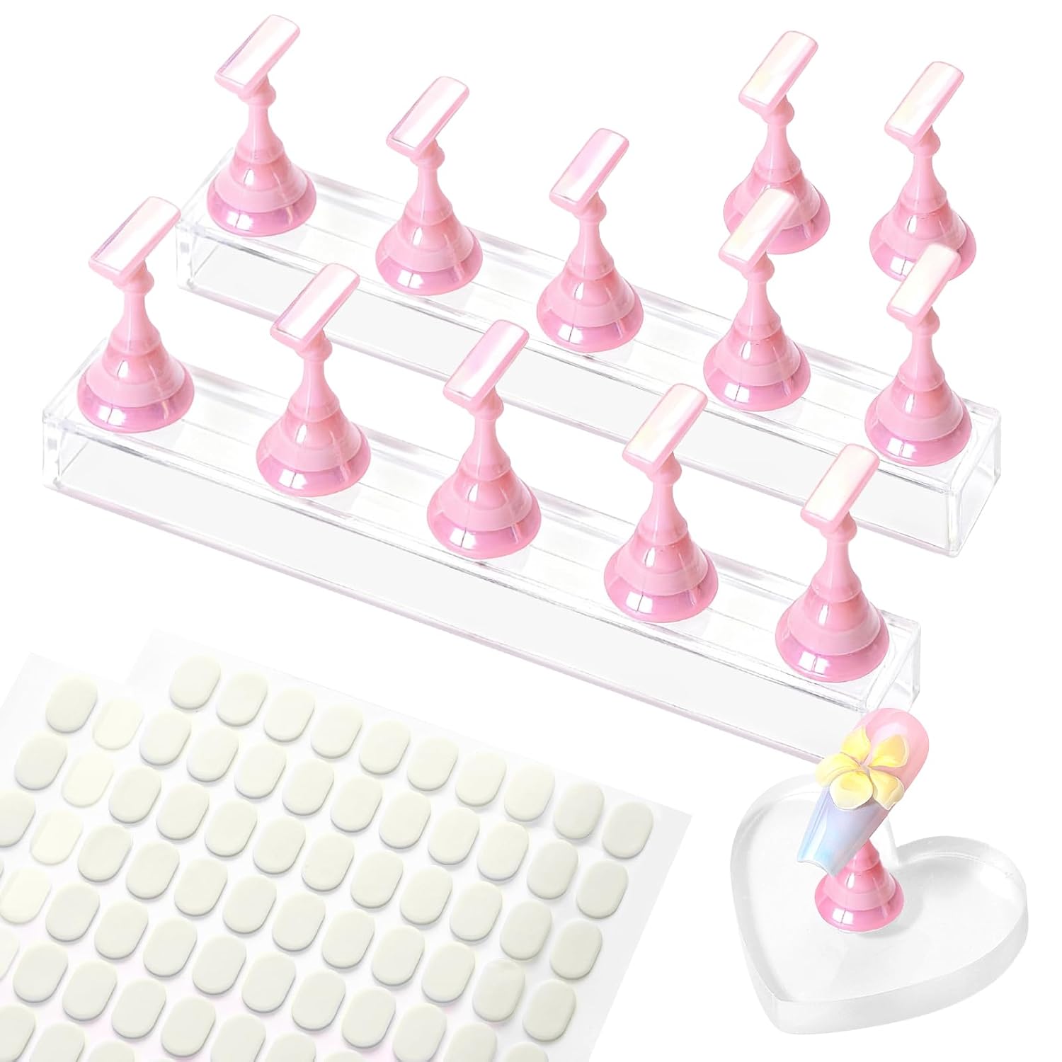 SAVILAND Nail Stand - Heart Shaped Acrylic Holder for DIY