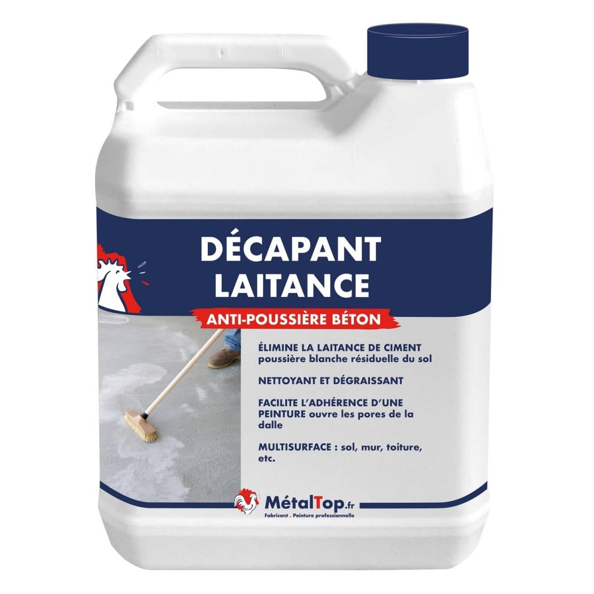 Metaltop - Decapant Laitance - 20 L - Nettoyant puissant pour éliminer la poussière de ciment et les impuretés.