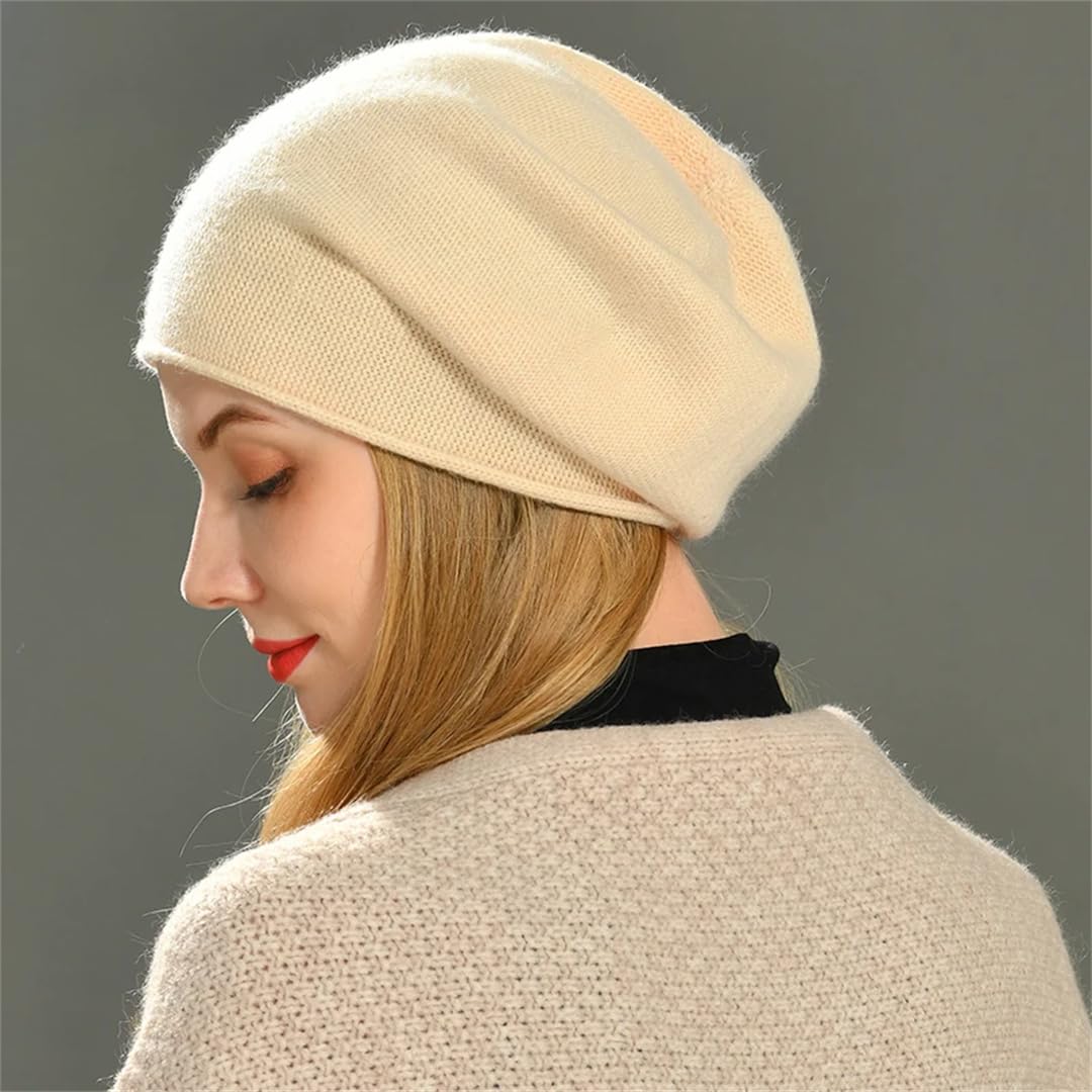 Gorros Holgados Para Mujer, Gorros De Lana De Cachemira Pura, Gorro De Punto Para Niña, Gorro Cálido De Invierno Para Exteriores