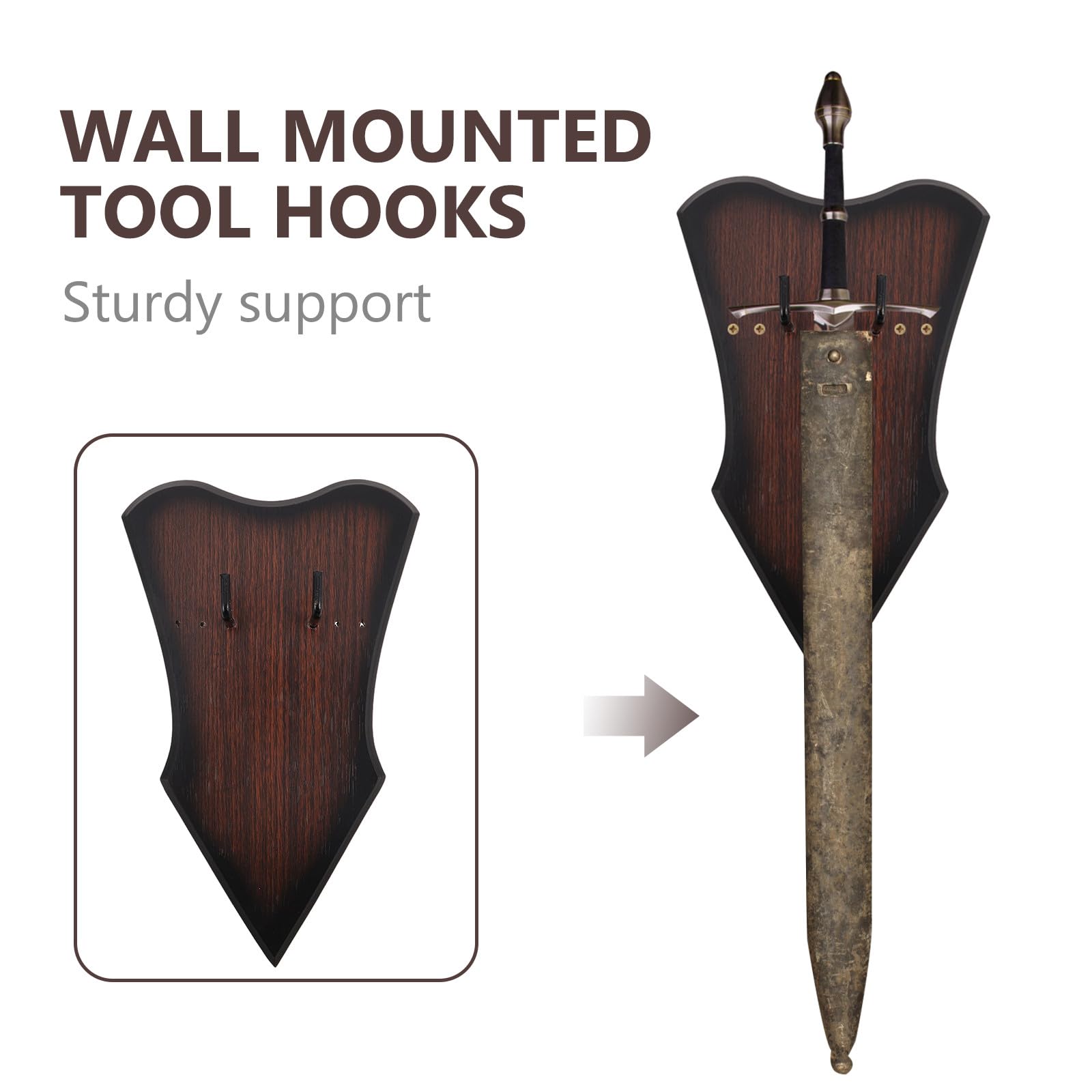 Soporte de Pared de Madera para Espada Negro, Montaje Mural