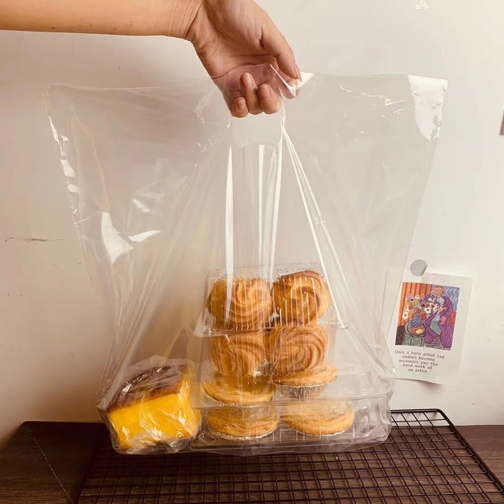 MODADA Gift Bags 50Pcs Dessert Packaging Bag Tote Bag Candy Party Gift Bag Christmas Plastic Packaging Bag (Color : No words, Size : 36x12x33cm)