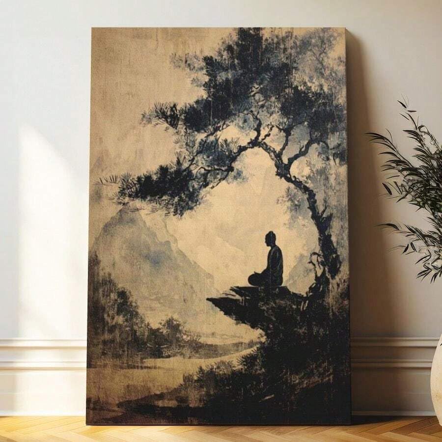 Impressions d'arbres bohèmes pour habiller un mur vide : tableau sur toile 50x75 cm avec cadre