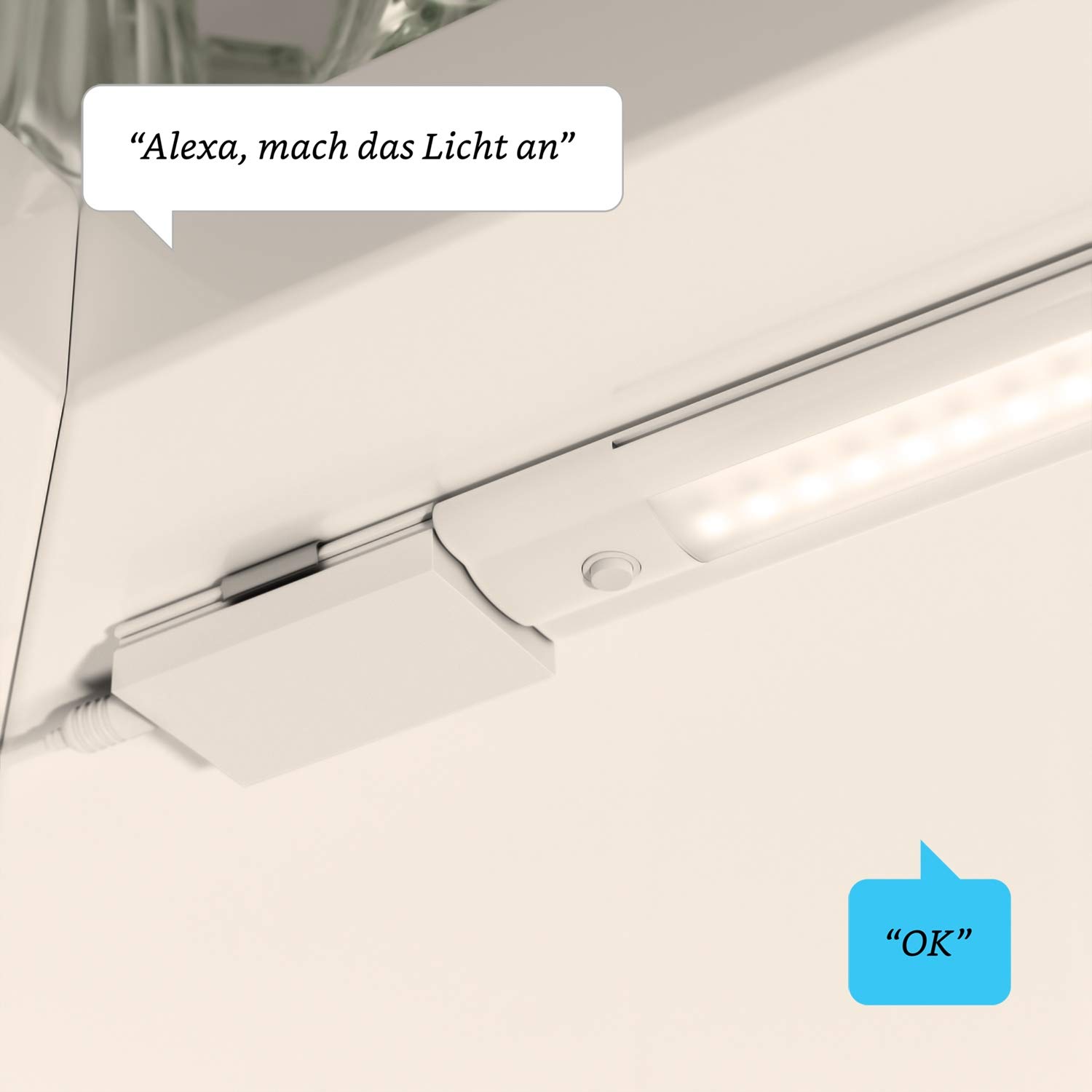 ledscom.de Smarte LED Unterbau-Leuchte SIRIS weiß matt, WLAN-Controller, flach, Smart-Home, Alexa-fähig (Echo) je 90cm, je 963lm, warmweiß, 2er Set