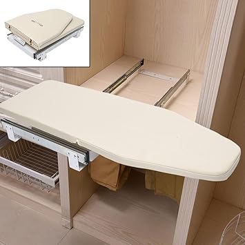 Foldable Ironing Board 12 x 32 Retractable Hidden Ironing Board Closet Ironing Station in Cabinet for Apartment & Small Room