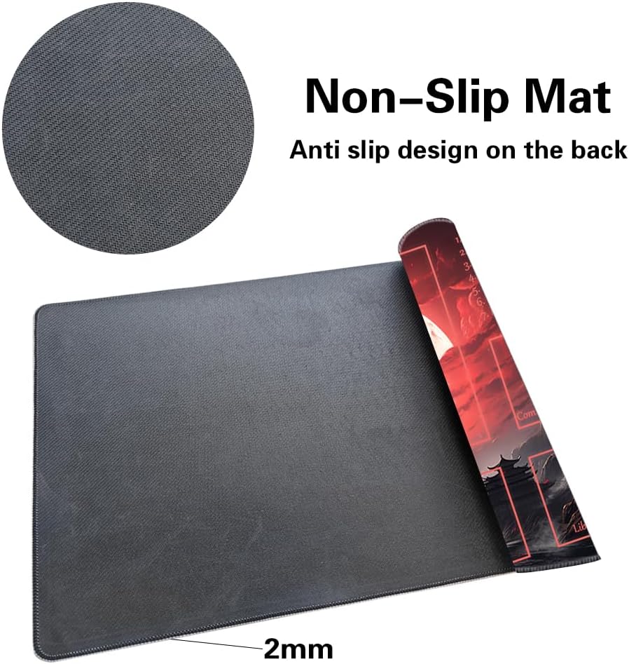 MTG Playmat Size 24x14in Free Storage Bags Non-Slip Backing Printing, Ideal for Card Game Enthusiasts TCG Playmat (with Zone,Blood Moon Secrets)